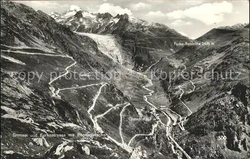 Grimsel Pass mit Rhonegletscher und Furka Passhoehe / Grimsel /Rg. Innertkirchen