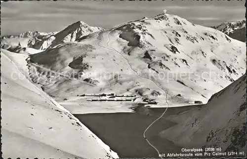 Oberalpsee mit Abfahrtsroute vom Piz Calmot Kat. Andermatt