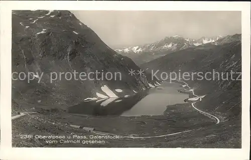 Oberalpsee und Pass mit Galenstock vom Calmott aus Kat. Andermatt