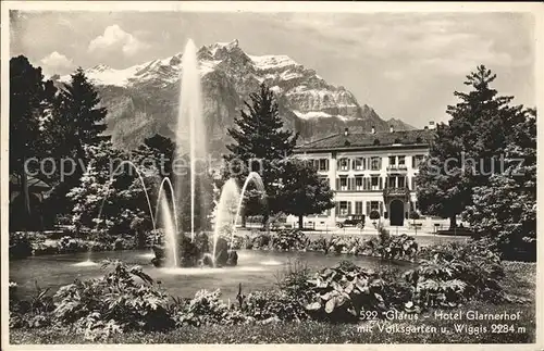 Glarus GL Hotel Glarnerhof mit Volksgarten und Wiggis Kat. Glarus