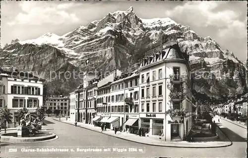 Glarus GL Bahnhof und Bergstrasse mit Wiggis Kat. Glarus