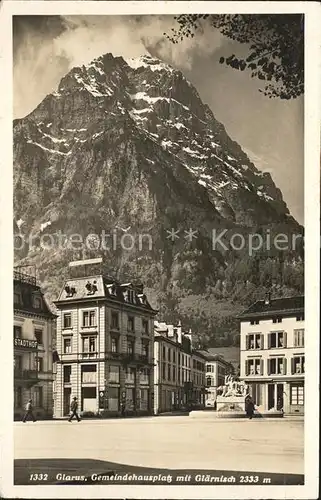 Glarus GL Gemeindehausplatz mit Glaernisch Kat. Glarus