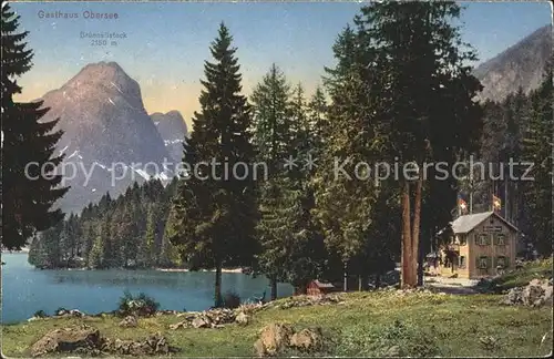 Obersee GL Gasthaus Obersee mit Bruennelistock Kat. Kloental