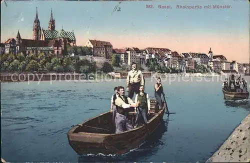 Basel BS Rheinpartie mit Muenster Boote Kat. Basel