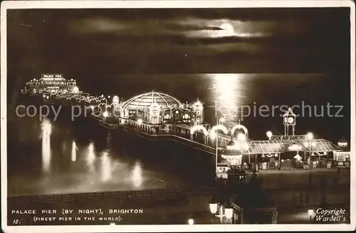 Brighton Hove Palace Pier by night and moonlight / Brighton and Hove /Brighton and Hove