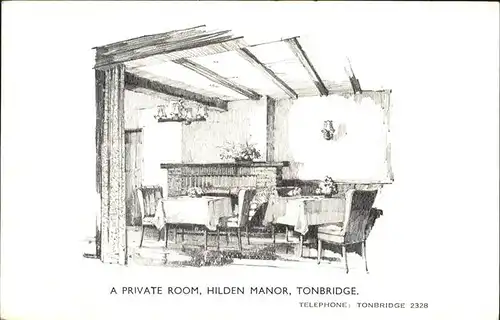 Tonbridge Private Room in Hilden Manor Drawing Kuenstlerkarte Kat. 