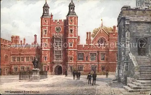 Eton The Quadrangle College Watercolour Drawing by Quinton Kuenstlerkarte Kat. Windsor