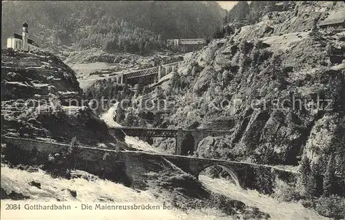 Gotthardbahn Maienreussbruecken bei Wassen Kat. Eisenbahn