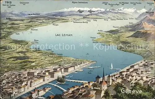 Geneve GE et Lac Leman Vue aerienne Kat. Geneve