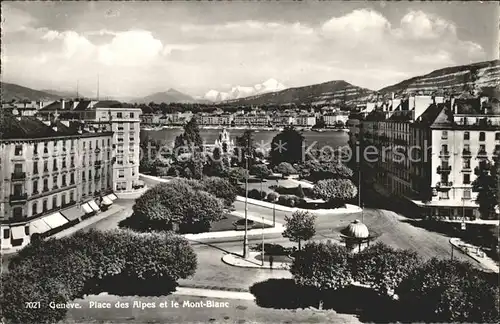 Geneve GE Place des Alpes et le Mont Blanc Kat. Geneve