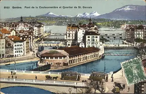 Geneve GE Pont de la Coulovreniere et Quartier de St Gervais Kat. Geneve