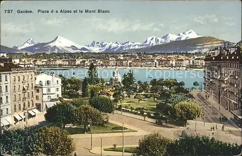 Geneve GE Place des Alpes et le Mont Blanc Kat. Geneve