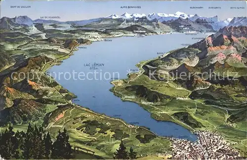 Geneve GE et Lac Leman Panorama Kat. Geneve