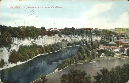 Geneve GE La Jonction de l Arve et du Rhone Kat. Geneve