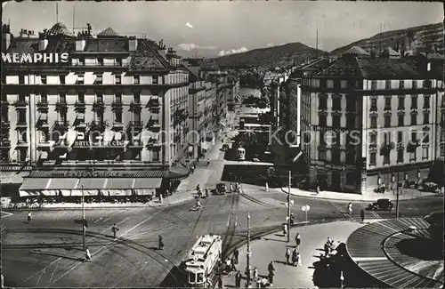 Geneve GE La Rue du Mont Blanc et le Mont Blanc Kat. Geneve