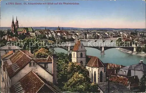 Basel BS St.Albankirche mit Rheinbruecke Kat. Basel
