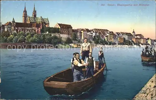 Basel BS Rheinpartie mit Muenster Boote Kat. Basel