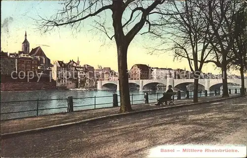 Basel BS Rheinufer Mittlere Rheinbruecke Kat. Basel