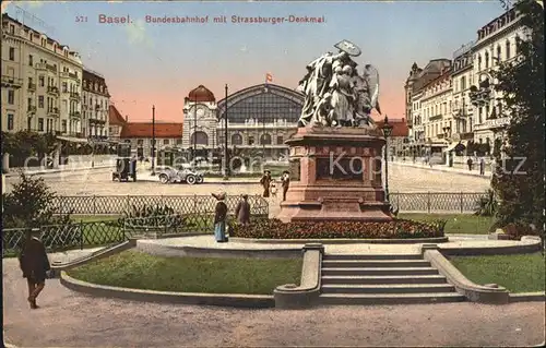 Basel BS Bundesbahnhof mit Strassburger Denkmal Kat. Basel