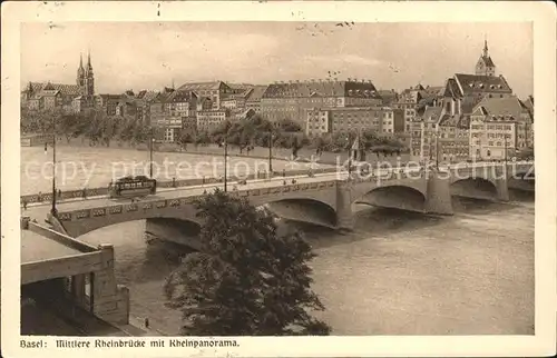 Basel BS Mittlere Rheinbruecke mit Rhein Strassenbahn Kat. Basel