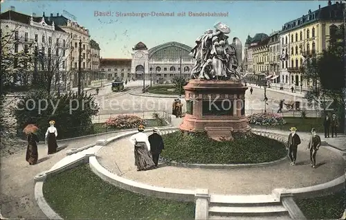 Basel BS Strassburger Denkmal mit Bundesbahnhof Kat. Basel