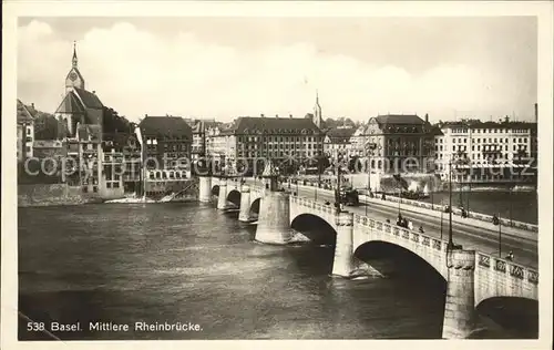 Basel BS Mittlere Rheinbruecke Strassenbahn Kat. Basel