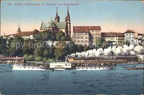 Basel BS Rhein Muenster Dampfschiff Kat. Basel