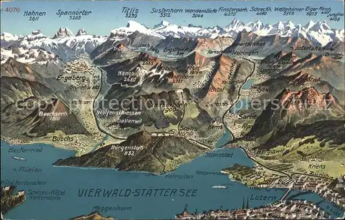 Vierwaldstaettersee SZ Panoramakarte Alpen Kat. Brunnen