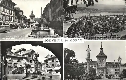 Morat Murten Dorfpartie Brunnen Bernertor Panorama Denkmal Kat. Murten