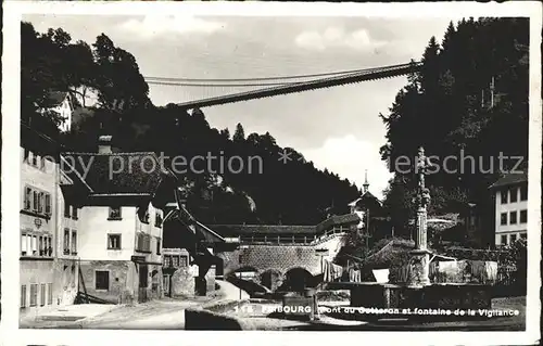 Fribourg FR Pont du Gotteron et fontaine de la Vigilance Kat. Fribourg FR