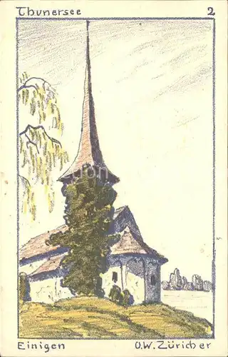 Thunersee Einigen Kapelle Kuenstlerkarte Kat. Thun
