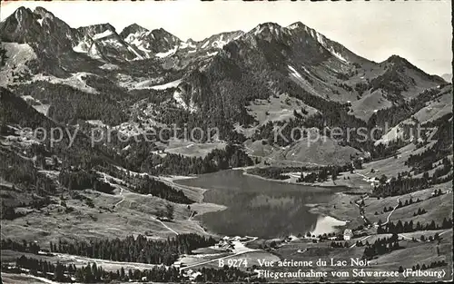 Lac Noir Schwarzsee FR Hotel Restaurant Gypsera Fliegeraufnahme