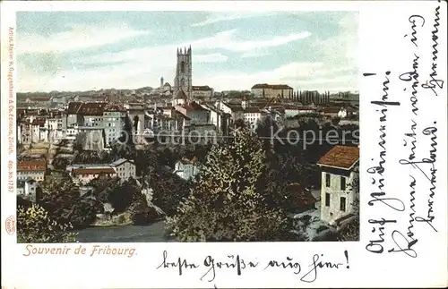 Fribourg FR Panorama Cathedrale Kat. Fribourg FR