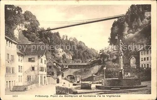 Fribourg FR Pont du Gotteron et fontaine de la Vigilance Kat. Fribourg FR
