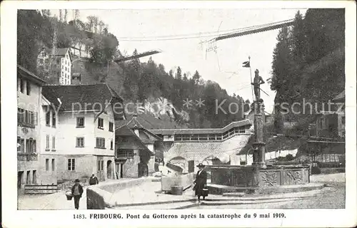 Fribourg FR Pont du Gotteron apres la catastrophe du 9 mai 1919 Kat. Fribourg FR