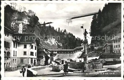 Fribourg FR Pont de Gotteron apres la catastrophe du 9 mai 1919 Kat. Fribourg FR