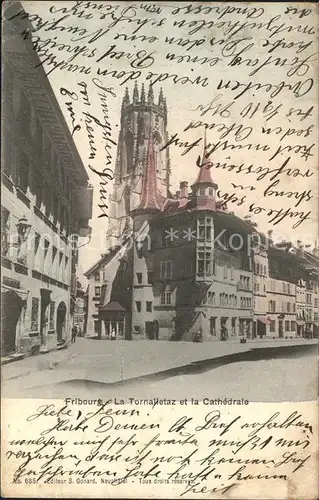 Fribourg FR La Tornalletaz et la Cathedrale Kat. Fribourg FR