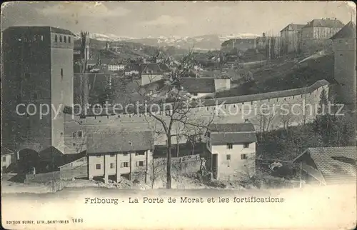 Fribourg FR La Porte de Morat et les fortifications Kat. Fribourg FR