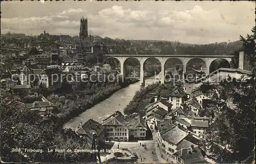 Fribourg FR Le Pont de Zaehringen et la Ville Kat. Fribourg FR