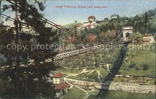 Fribourg FR Grand Pont suspendu Kat. Fribourg FR