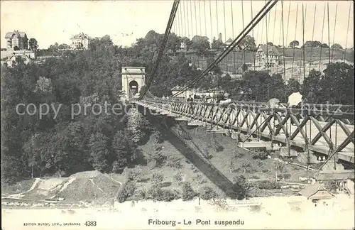 Fribourg FR Le Pont suspendu Kat. Fribourg FR