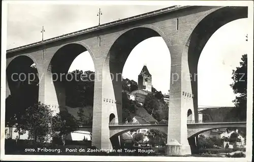 Fribourg FR Pont de Zaehringen et Tour Rouge Kat. Fribourg FR