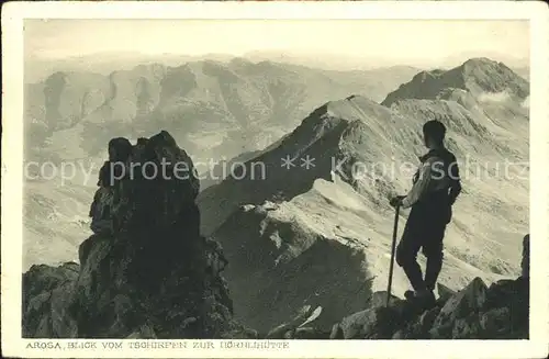 Arosa GR Blick vom Tschirpen zur Hoernlihuette Bergsteiger Kat. Arosa