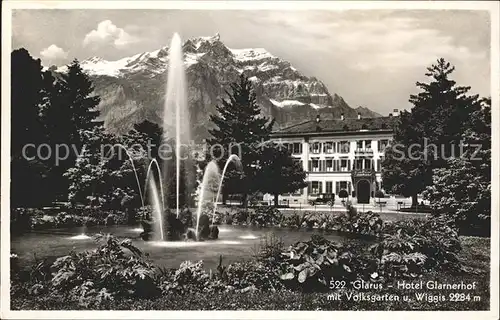 Glarus GL Hotel Glarnerhof mit Volksgarten und Wiggis Kat. Glarus