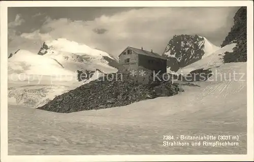 Britanniahuette Strahlhorn Rimpfischhorn Kat. Saas Fee