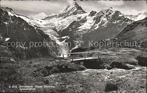 Grindelwald Oberer Gletscher Schreckhoerner Brueckchen Kat. Grindelwald