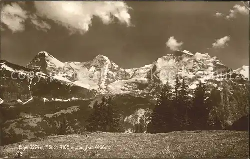 Grindelwald mit Eiger Moench Jungfrau Kat. Grindelwald