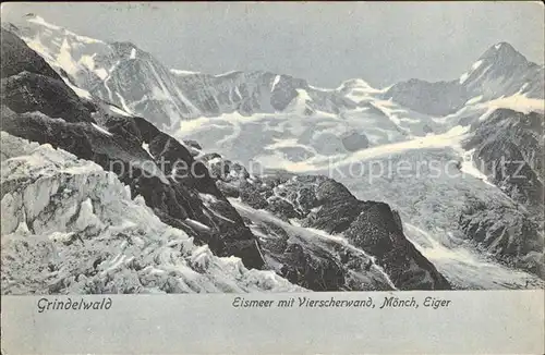 Grindelwald Eismer mit Vierscherwand Moench und Eiger Kat. Grindelwald