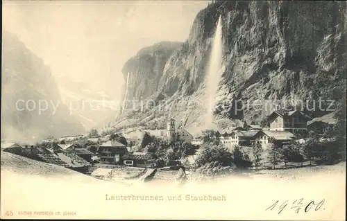 Lauterbrunnen BE mit Staubbach Panorama Kat. Lauterbrunnen