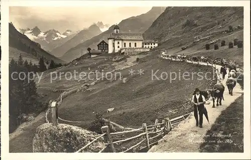 Sustenstrasse Kirche Weg vom Sustenpass Heimkehr von der Alp Kat. Susten